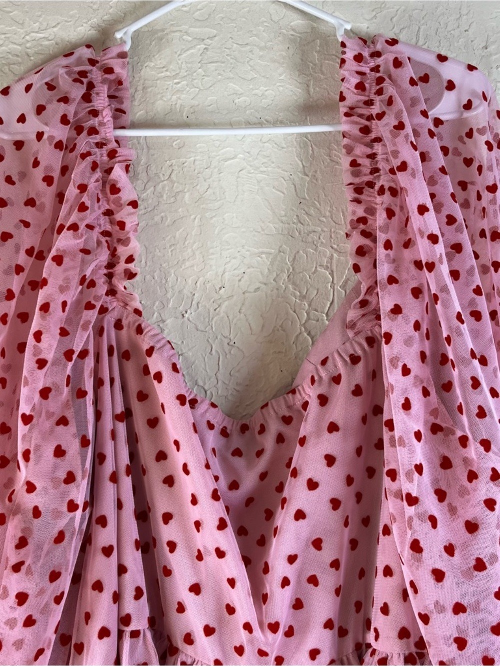 Eloquii Mesh Flocked Heart Print Bustier Mini Dress in Pink - Picture 12 of 15